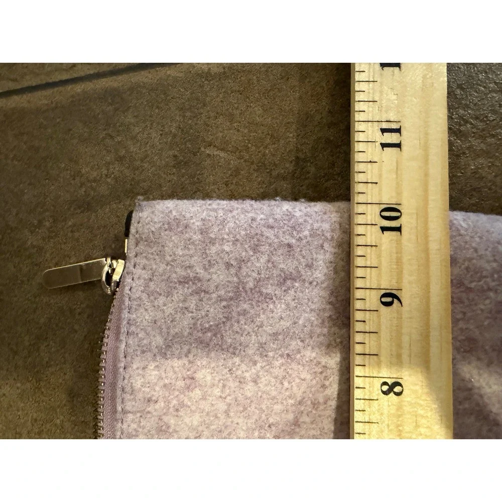 Kate Spade New York Purple Felt Wristlet Pouch Bag Gold Hardware Heathered